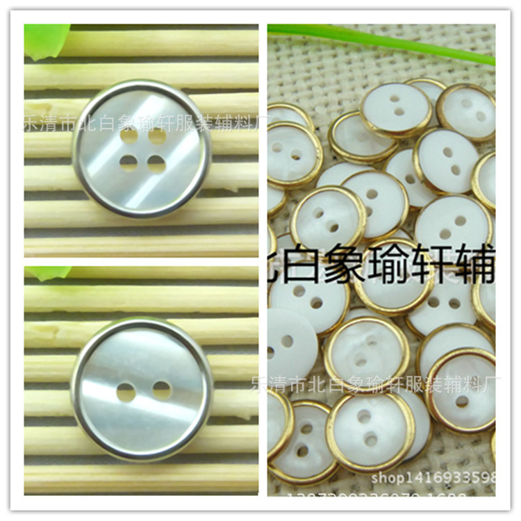 Factory supply pearlescent copper ring resin buttons women and men's shirt specifications (2 eyes, 4 eyes) a large number of in stock
