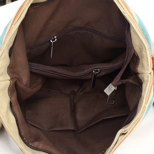 Contrast color women's canvas bag Colorful stitching canvas bag Shoulder handheld crossbody bag