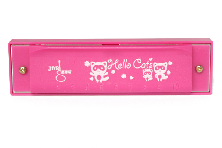 Venta al por mayor de plástico para niños armónica de dibujos animados para niños de 10 hoyos de educación temprana para niños instrumento musical regalo juguetes creativos