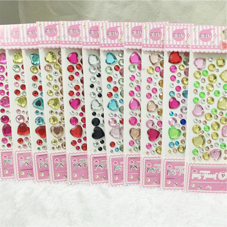 Full Star shining love acrylic sticker irregular dot sticker DIY mobile phone sticker car diamond sticker, random 10 piece