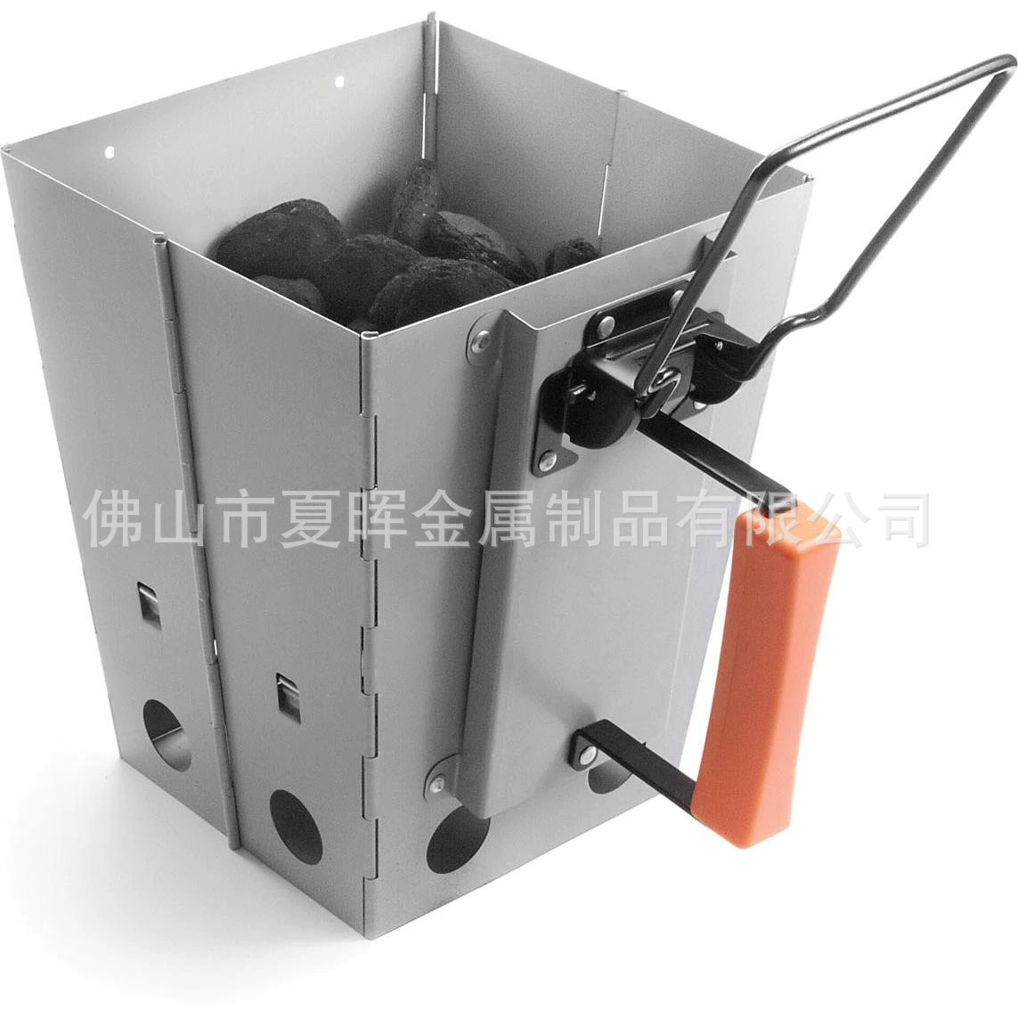 Складной угольный барбекю-гриль из оцинкованной стали, портативный розжигатель угля, поставщик и производитель для экспорта