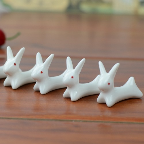 陶瓷小兔子筷子架 家居餐桌用品zakka西餐厅用具小白兔筷托筷架