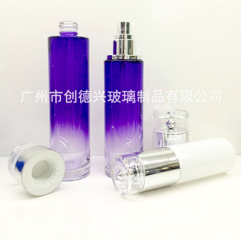 厂家供应 原液套装瓶乳液瓶  化妆品瓶一滴水瓶 透明玻璃