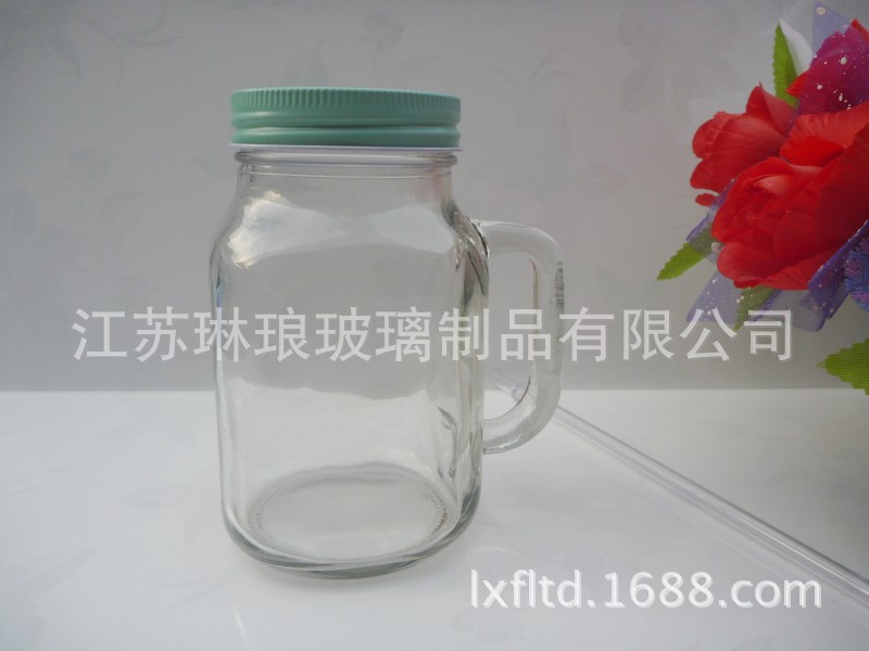 350ml500ml600ml玻璃把子杯 玻璃杯 柠檬茶杯 冷饮玻璃瓶 饮料瓶