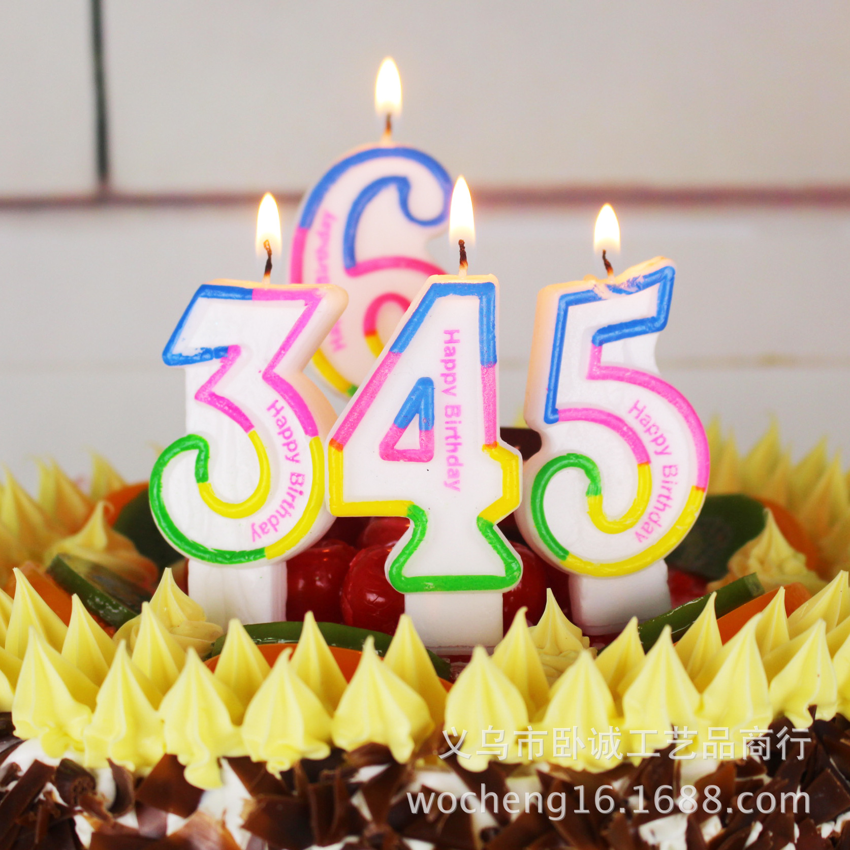 Vela de cumpleaños fábrica al por mayor niños creativos edad 0-9 color pastel vela con base digital vela