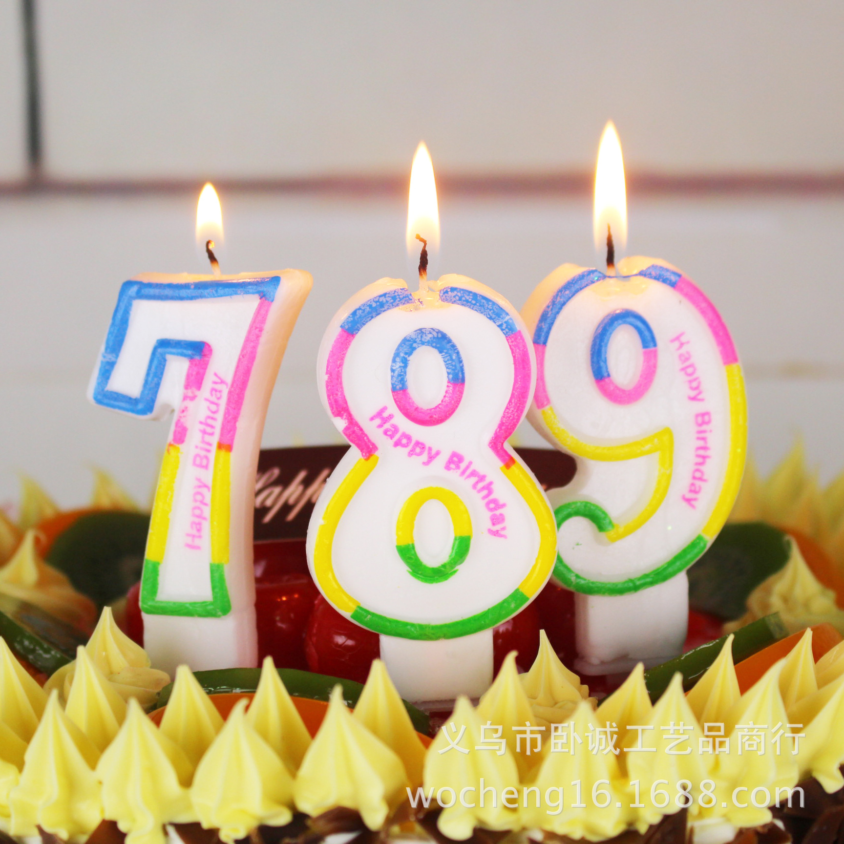 Vela de cumpleaños fábrica al por mayor niños creativos edad 0-9 color pastel vela con base digital vela