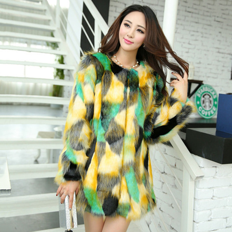 Faux fur factory wholesale Haining fur special clearance women's faux mink color faux fox fur coat