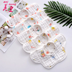 Manufacturer direct sale 8-layer gauze bib, 360-degree flower petal cotton baby bib, mouth wipe
