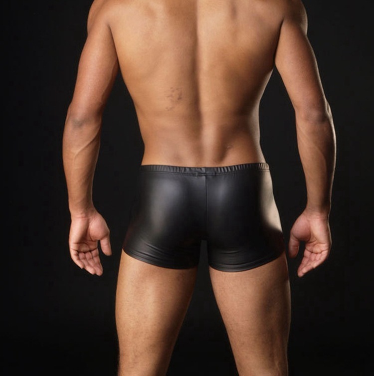 Men's Underwear Imitation Leather Boxer Briefs Nightclub Underwear Cool German Sexy Patent Leather