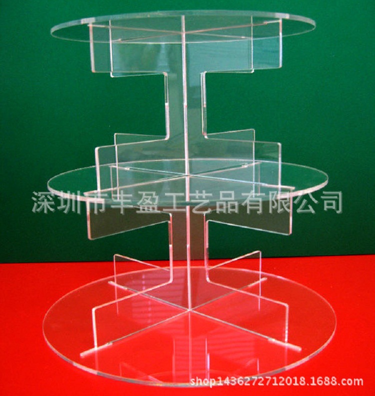 实用透明组合亚克力蛋糕展示架 有机玻璃糕点架 可拆装运输