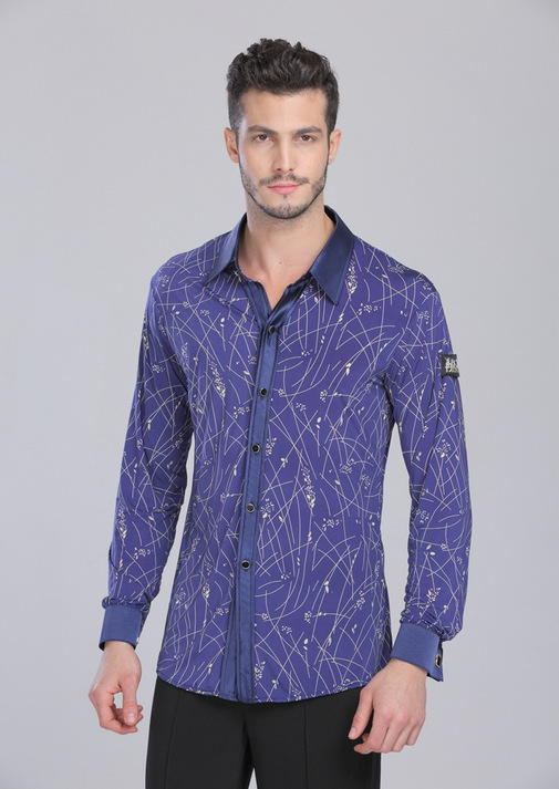 sapphire blue floral shirt collar without crotch