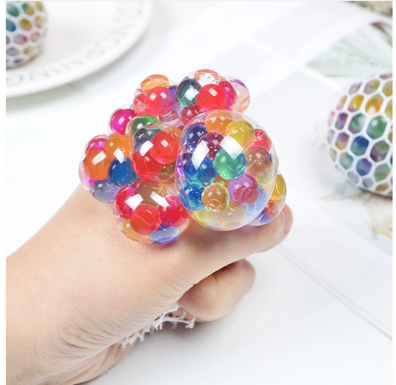 Toy Grape Ball 6.0 cm, anti-stress TPR squeeze ball with mesh net, multiple-pack options