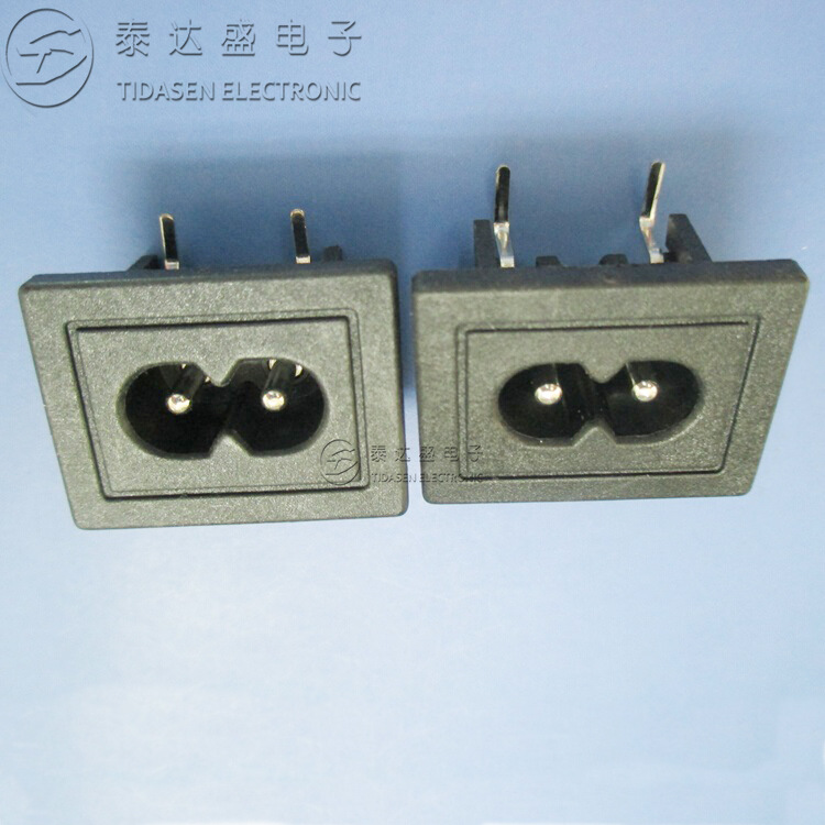 显示屏专用大面板八字插座 31*24卡式黑色大8字尾AC电源座DB--8P2