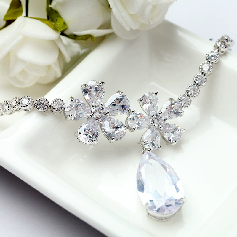 Н Necklace для невесты, медная цирконий, набор, вечернее платье, аксессуары, стиль лёгкой роскоши, европейский стиль