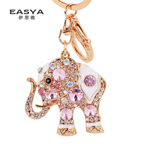 Isiya alloy key chain oil dripping diamond elephant car key chain bag pendant small gift wholesale