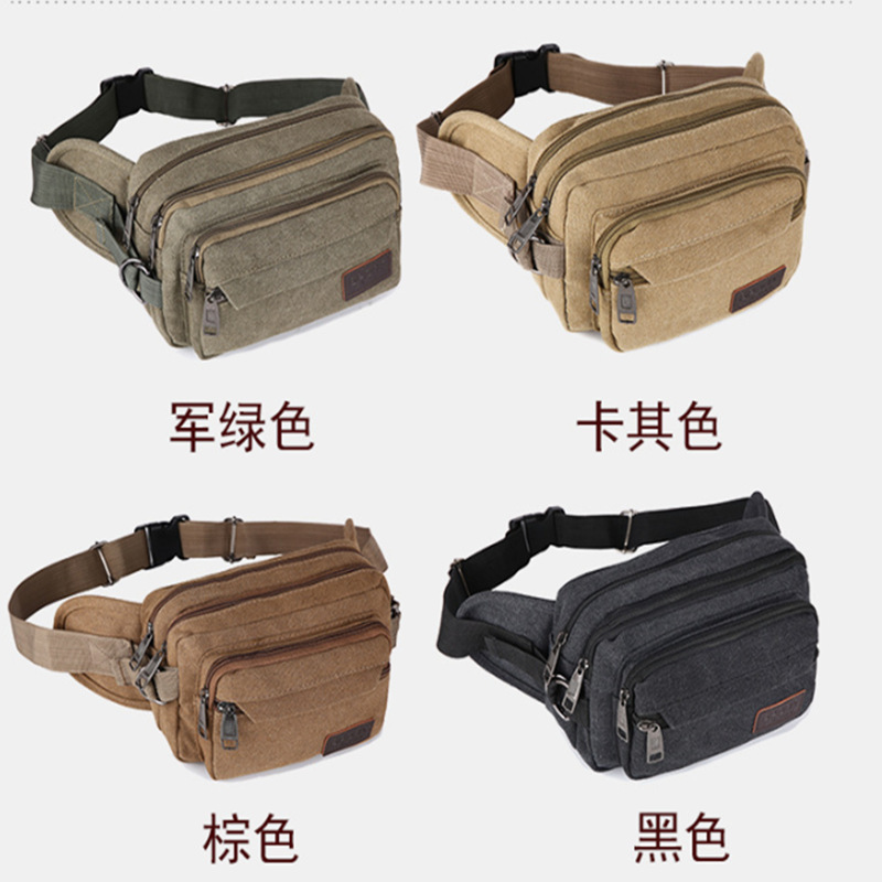 New anti-splashing water canvas waist bag neutral Korean version of large capacity multi-layer cashier bag outdoor leisure travel waist chest bag New anti-splashing water canvas waist bag neutral Korean version of large capacity multi-layer cashier bag outdoor leisure travel waist chest bag