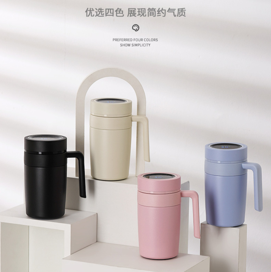 Inteligente 316 de acero inoxidable ventosa control temperatura del negocio taza separación té Oficina esmerilado con mango regalo