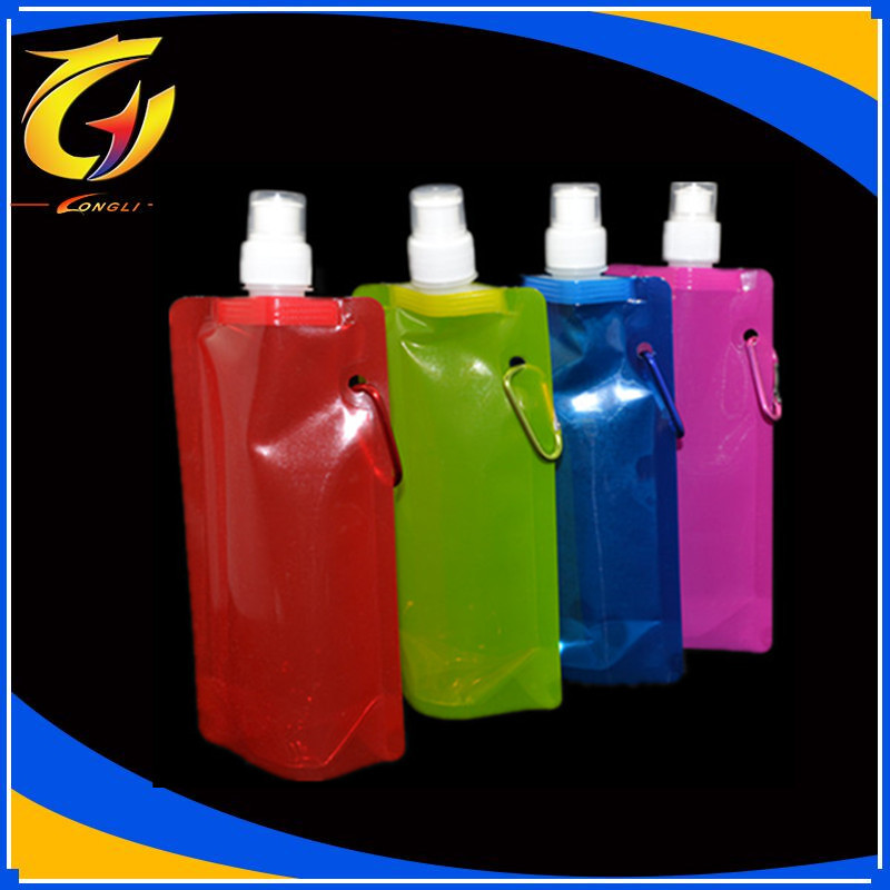印刷折叠水袋 加厚食品级PE户外运动水壶食品级  厂家批发