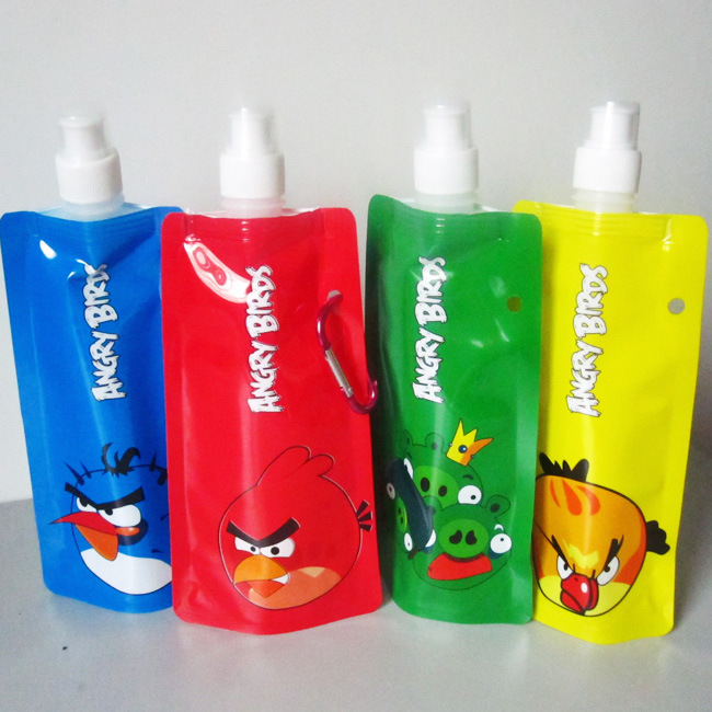 多色液体折叠水袋 高档印刷自立吸嘴袋 卡通动物图案包装水袋