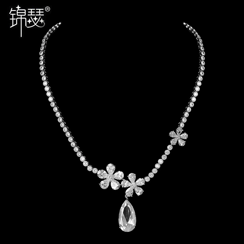 Н Necklace для невесты, медная цирконий, набор, вечернее платье, аксессуары, стиль лёгкой роскоши, европейский стиль