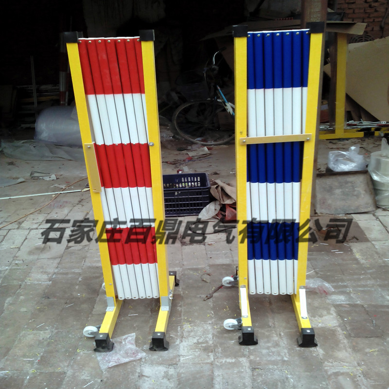 伸缩护栏1.2*2.5m玻璃钢管围栏红白相间活动栏杆电气伸缩围栏百鼎