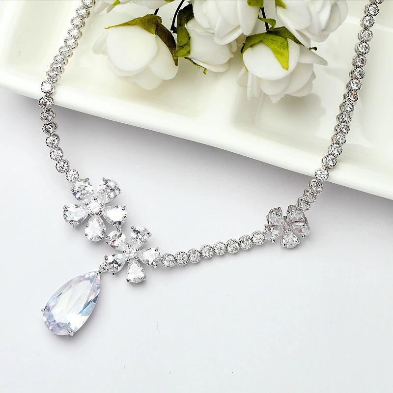 Н Necklace для невесты, медная цирконий, набор, вечернее платье, аксессуары, стиль лёгкой роскоши, европейский стиль