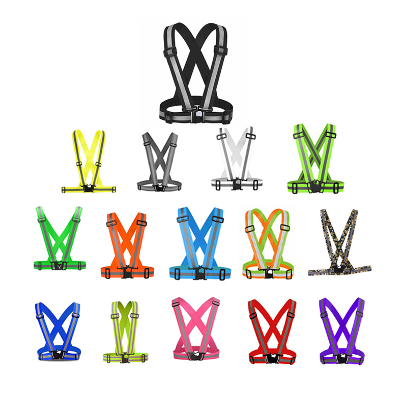 反光背心高亮弹力反光背带衣防护夜跑服松紧背带反光衣服印刷马甲