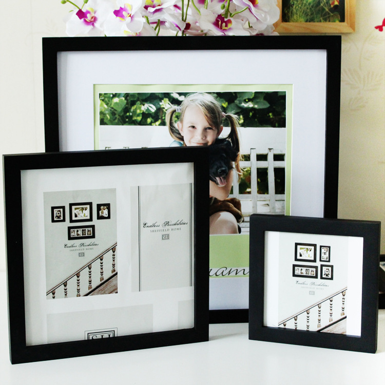 Square solid wood photo frame picture frame factory 30*30 40*40 50*50 Wall setting table studio picture frame