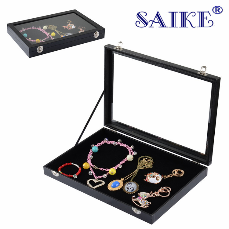 批发开窗有盖平盘收纳盒珠宝展示收纳盘饰品首饰盘戒指盒珠宝礼盒