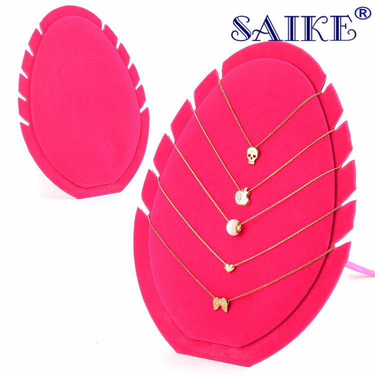 现货批发玫红绒布椭圆形绒布展示架饰品展示架项链展示道具