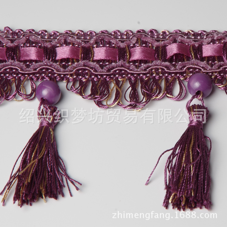 现货直销 窗帘高档花边 窗帘手工串珠子花边  窗帘辅料