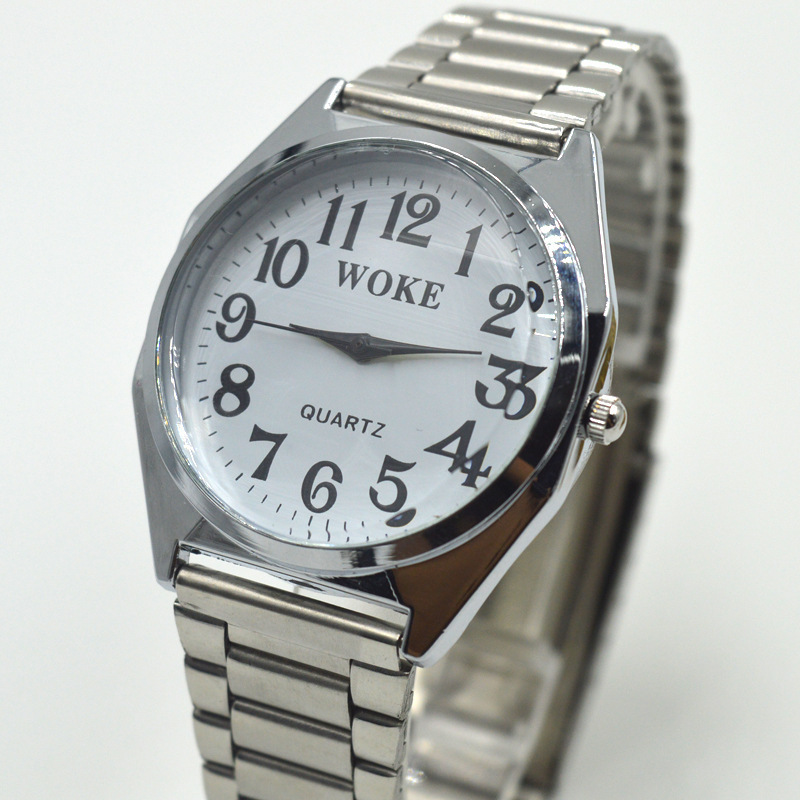 Grip 2035 Iron Movement Simple Old Style Large Character Steel Band Watch Old Couple Watch Men's and Women's Watch Fashion Watch