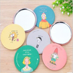Cartoon Mini Portable Cosmetic Mirror Small Round Mirror Round Portable Cute Small Mirror HD Tinplate Mirror Gift