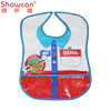 Three dimensional children's waterproof eating bib for food, with pocket