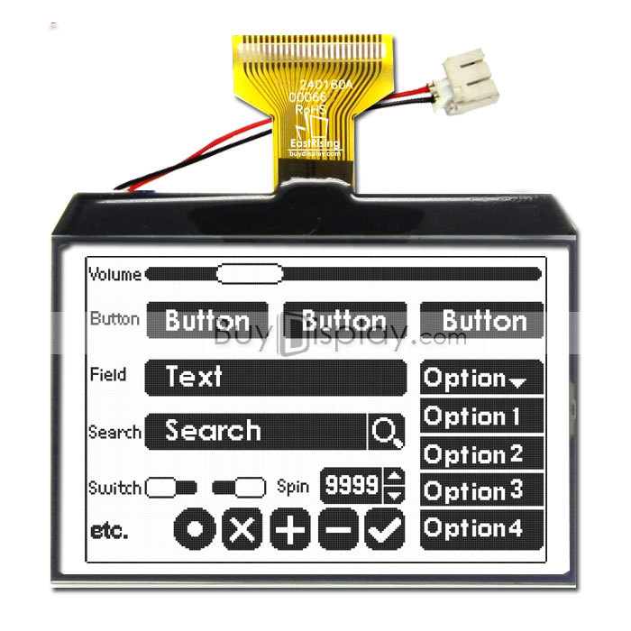 超薄3.4寸LCD240160液晶屏/240x160图形点阵COG液晶模块/白底黑字