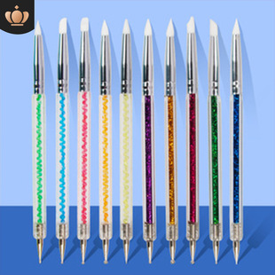 Wholesale Carved Pen Embossing Pen Drill Rod Nail Art Double Head Silicone Pen Nail Art Embossing Rod Dual Use Point Drill Pen