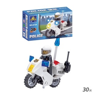 开智警察系列三轮警车拼装积木益智儿童玩具KY6734