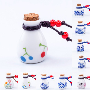 Jingdezhen Ceramic Jewelry Wholesale, Water Dot Peach Blossom Wishing Bottle, Small Medicine Bottle Jxd023 Antique Style