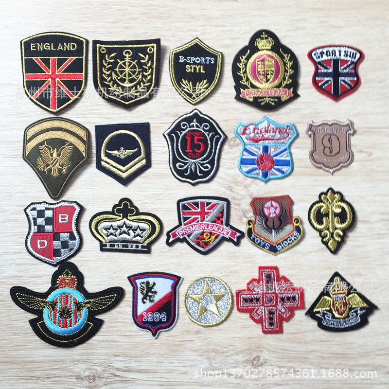 爆款速卖通 亚马逊 复古组合牛仔 黑色 徽章DIY布贴 补丁贴 贴布