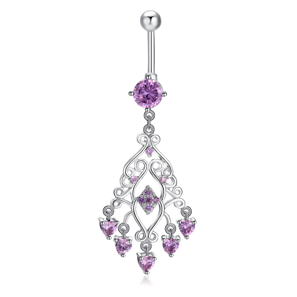 Yiwu Cross-border Factory Eco-friendly Electroplated Silver New Bohemian Style Diamond-shaped Tassel Long Navel Ring_voghion.com