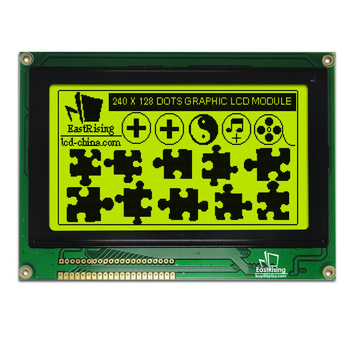 4.7寸240*128图形点阵/黄绿底蓝黑字COB液晶模块/T6963控制器