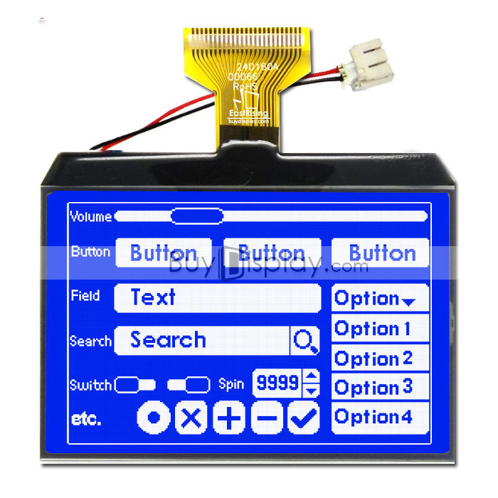 超薄3.4寸LCD240160液晶屏/240x160图形点阵COG液晶模块/蓝底白字