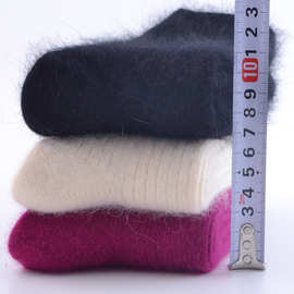 双针兔羊毛袜子女冬天加厚保暖加绒中筒超厚兔毛女士羊绒冬季女袜