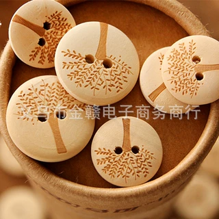 现货木扣幸福树小树原木彩色木质纽扣//DIY服装服饰配件 DIY材料