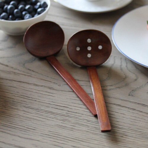 Wholesale bamboo handle nanmu hot pot spoon ramen restaurant hot pot restaurant soup spoon colander kitchen utensil set spicy hot spoon