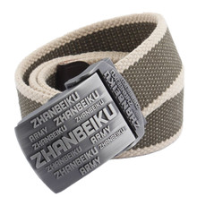 字母合金扣帆布腰带 男士自动扣编织皮带 潮青年休闲百搭加厚加长