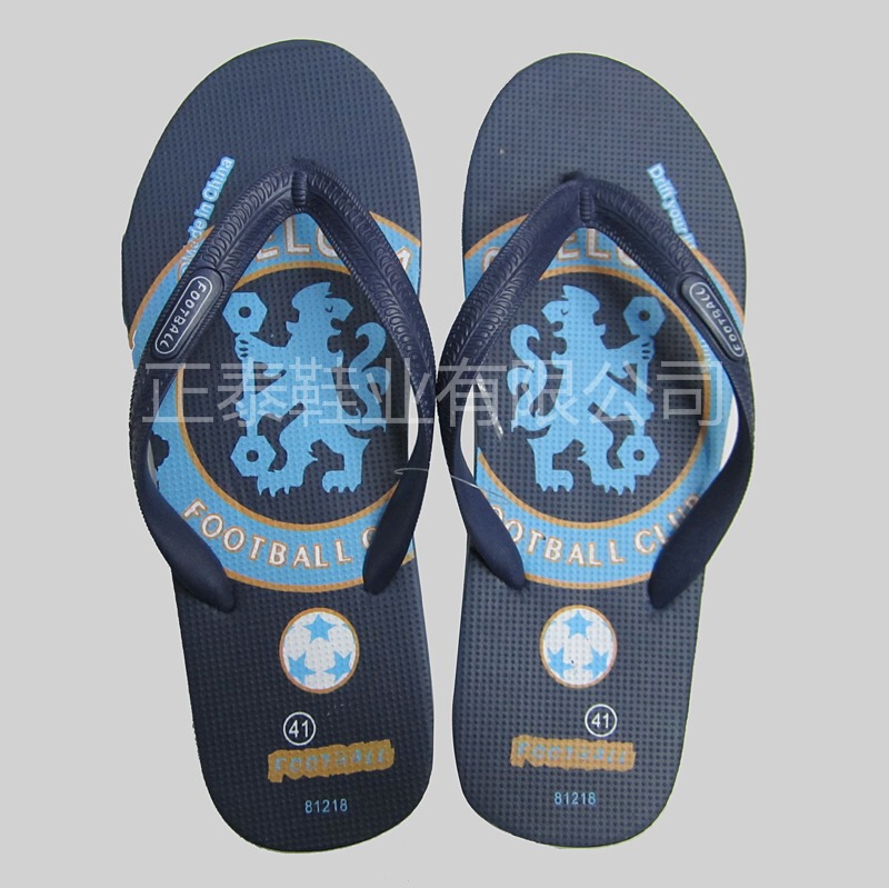 Foreign trade original order plus size Chelsea Football Flag Men's Flat Flip Flops Beach Slippers Export Wholesale
