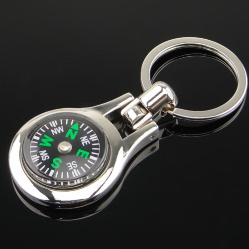 Car gift compass keychain advertising campaign small gift metal keychain bottle opener customization