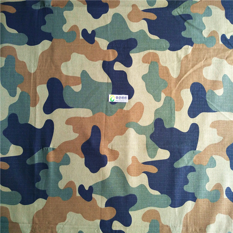 CVC50/50 40/2*16 100*55抗撕裂五分格棕色猎鸭迷彩 两栖突击迷彩
