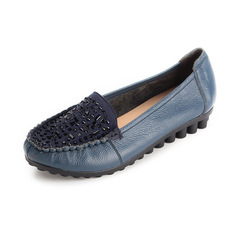 牛皮媽媽鞋 平跟水鑽單鞋  1089